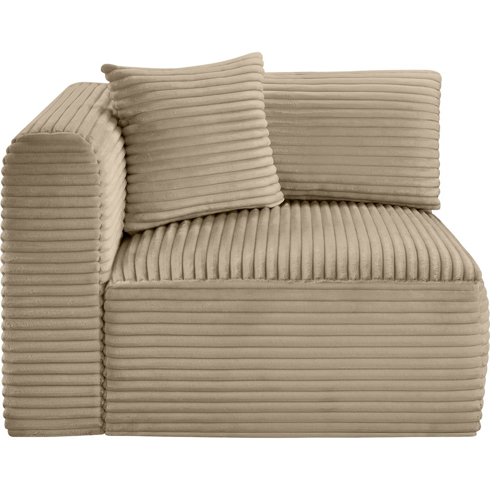 Shaggy Taupe Corduroy Performance Fabric Corner Chair. Picture 3