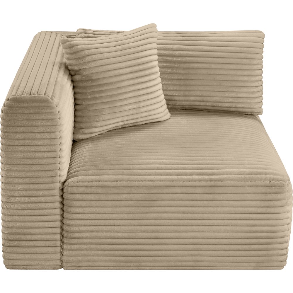 Shaggy Taupe Corduroy Performance Fabric Corner Chair. Picture 5