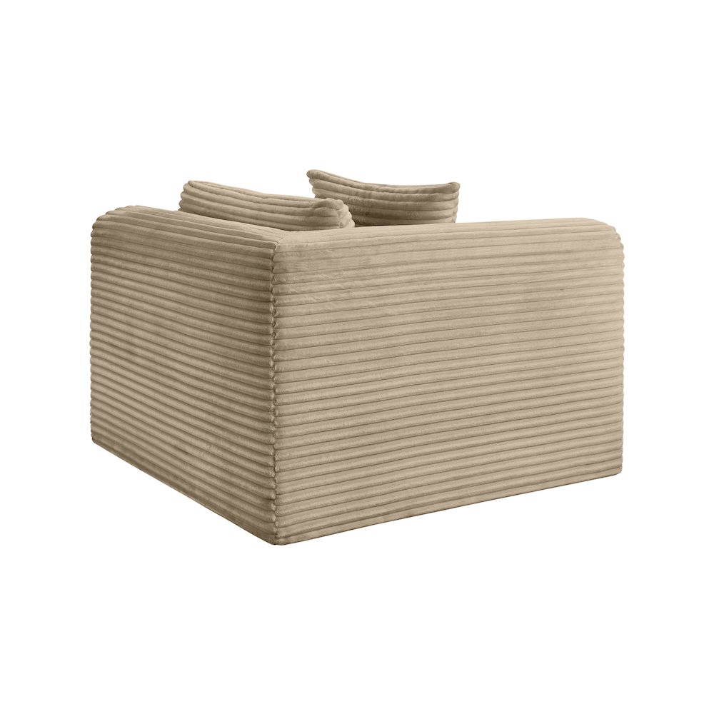 Shaggy Taupe Corduroy Performance Fabric Corner Chair. Picture 6