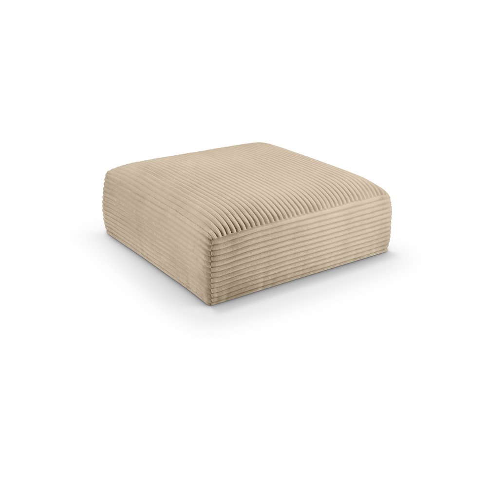 Shaggy Taupe Corduroy Performance Fabric Ottoman. Picture 1
