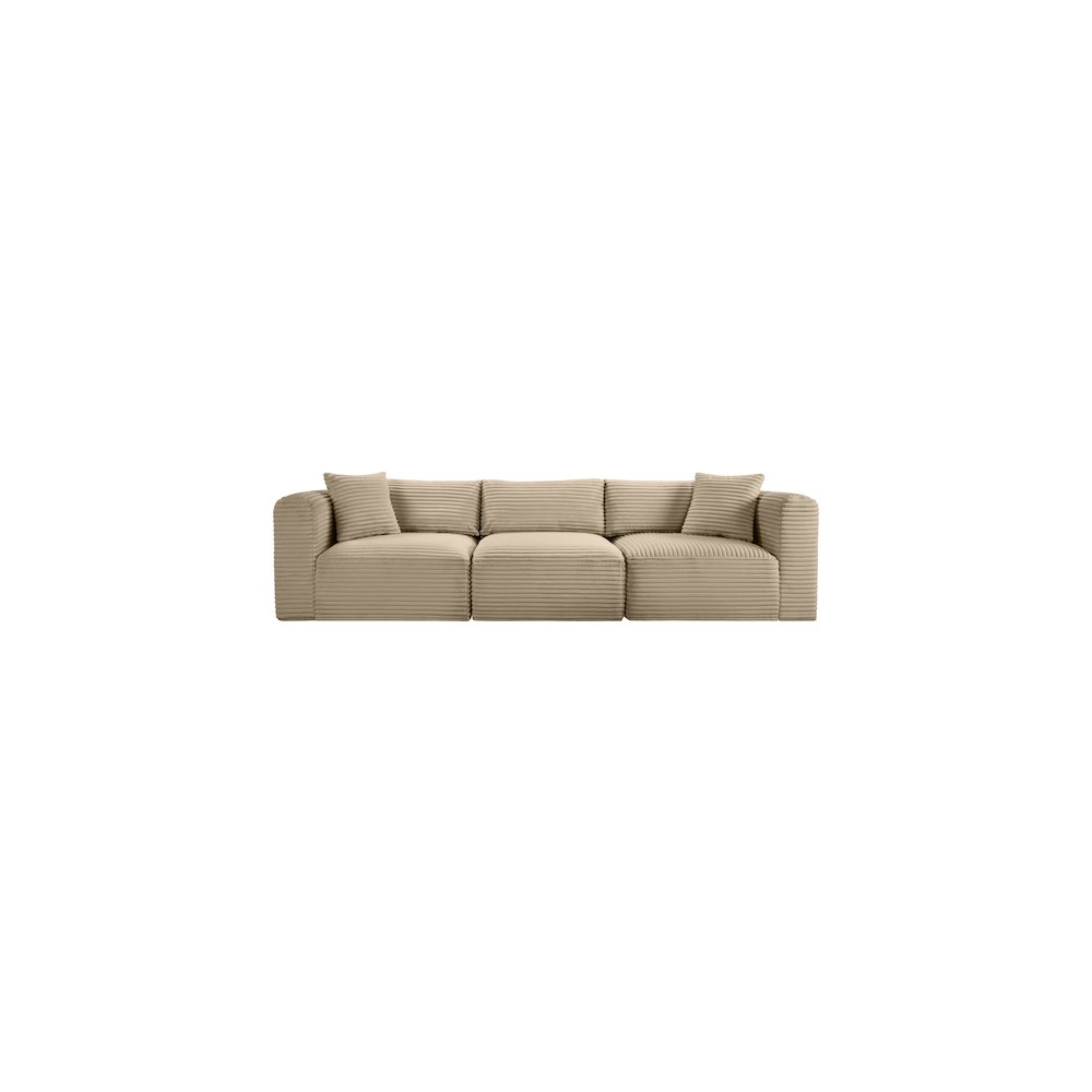 Shaggy Taupe Corduroy Performance Fabric Modular Sofa. Picture 2