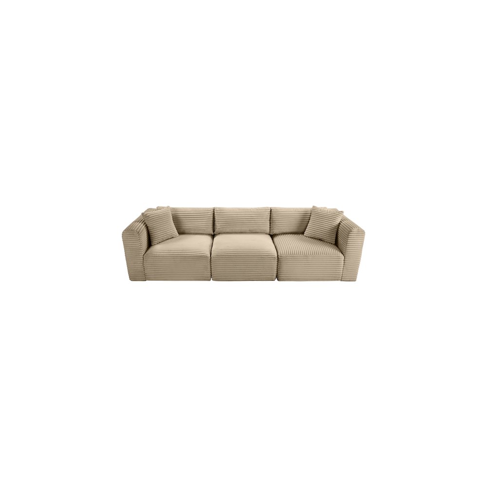 Shaggy Taupe Corduroy Performance Fabric Modular Sofa. Picture 5