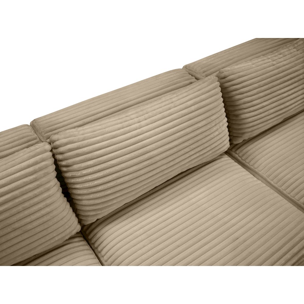Shaggy Taupe Corduroy Performance Fabric Modular Sofa. Picture 7