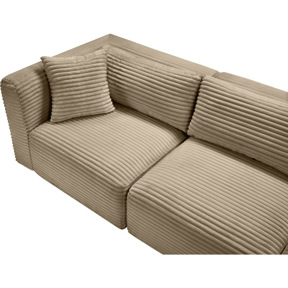 Shaggy Taupe Corduroy Performance Fabric Modular Sofa. Picture 8