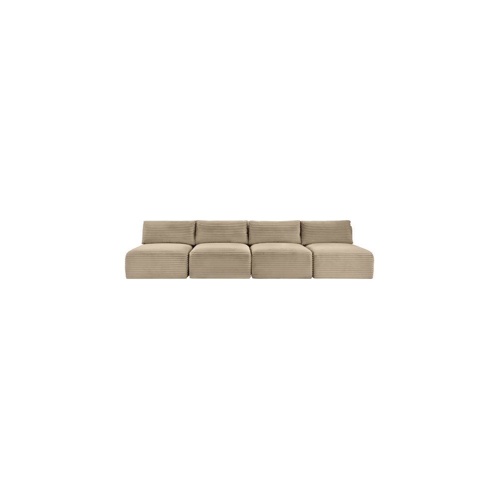 Shaggy Taupe Corduroy Performance Fabric Modular Sofa. Picture 2
