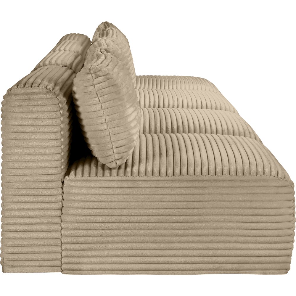 Shaggy Taupe Corduroy Performance Fabric Modular Sofa. Picture 3