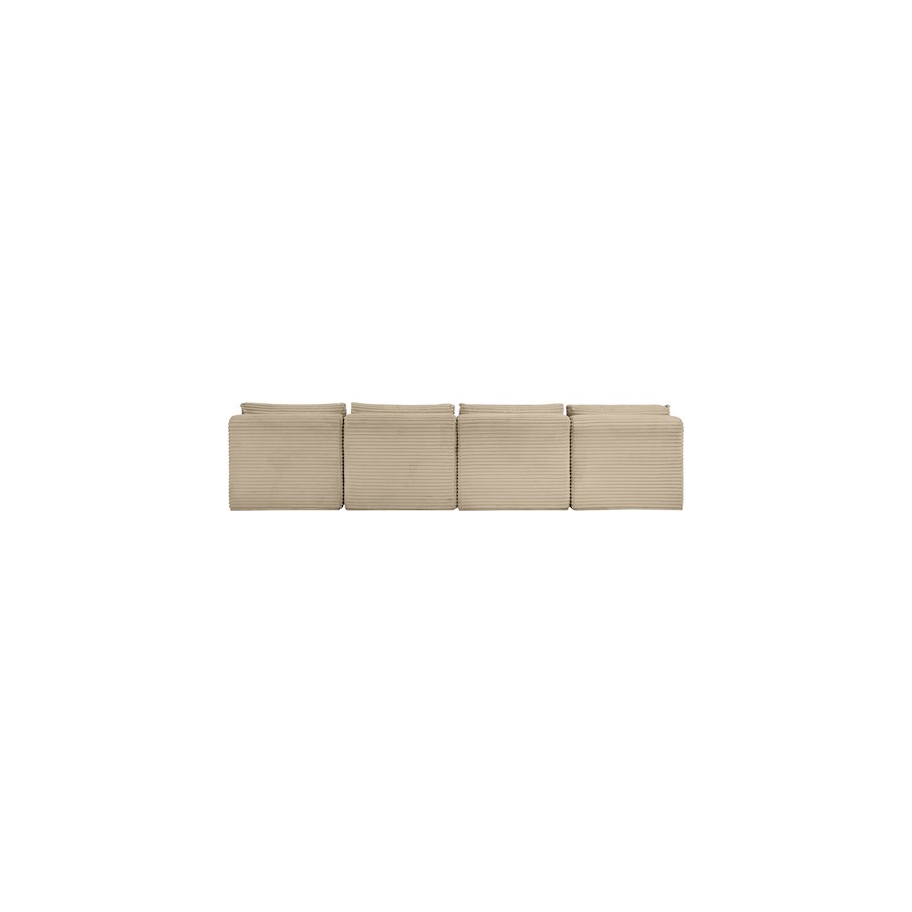Shaggy Taupe Corduroy Performance Fabric Modular Sofa. Picture 4