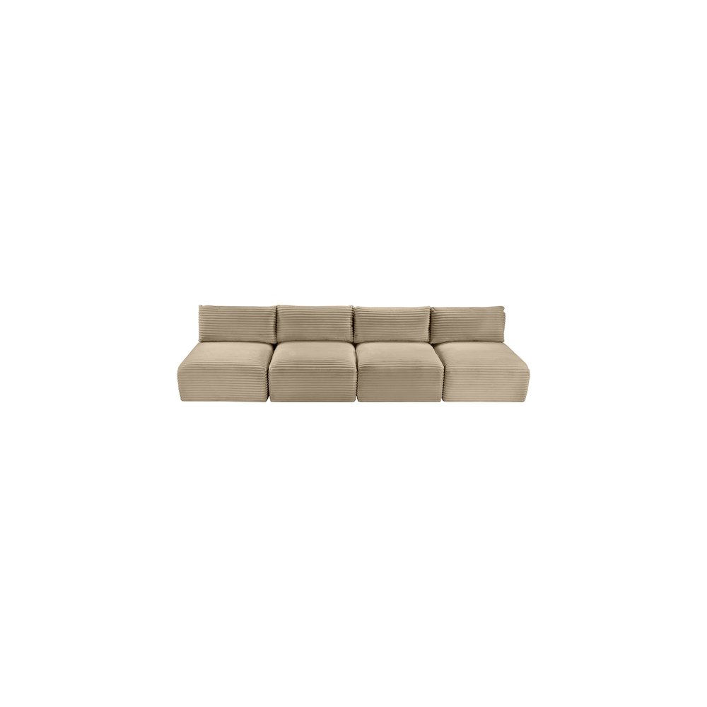 Shaggy Taupe Corduroy Performance Fabric Modular Sofa. Picture 5