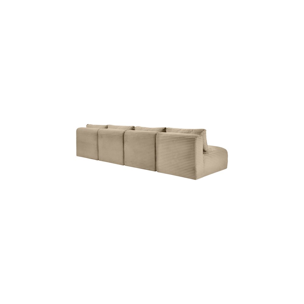 Shaggy Taupe Corduroy Performance Fabric Modular Sofa. Picture 6