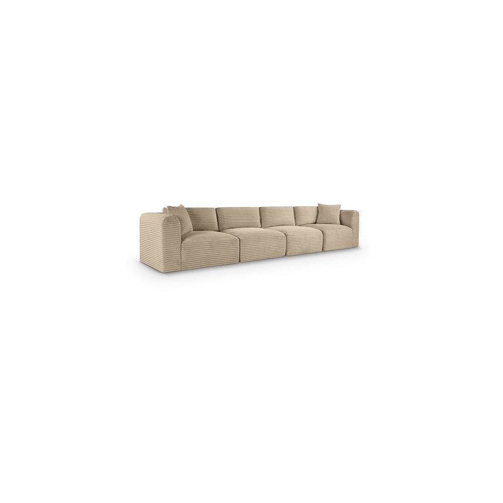 Shaggy Taupe Corduroy Performance Fabric Modular Sofa. Picture 1