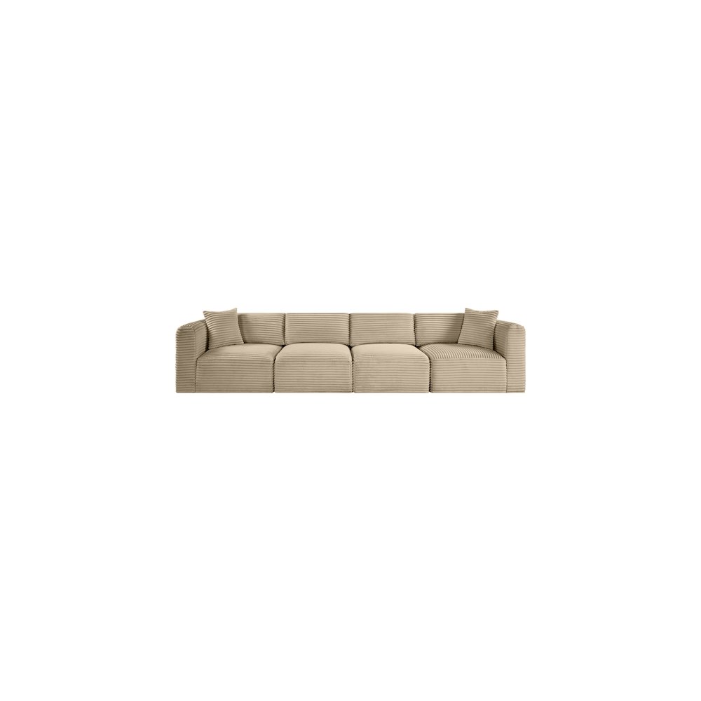 Shaggy Taupe Corduroy Performance Fabric Modular Sofa. Picture 2