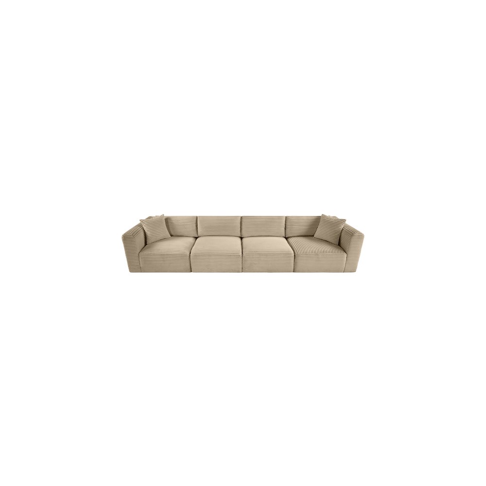 Shaggy Taupe Corduroy Performance Fabric Modular Sofa. Picture 5