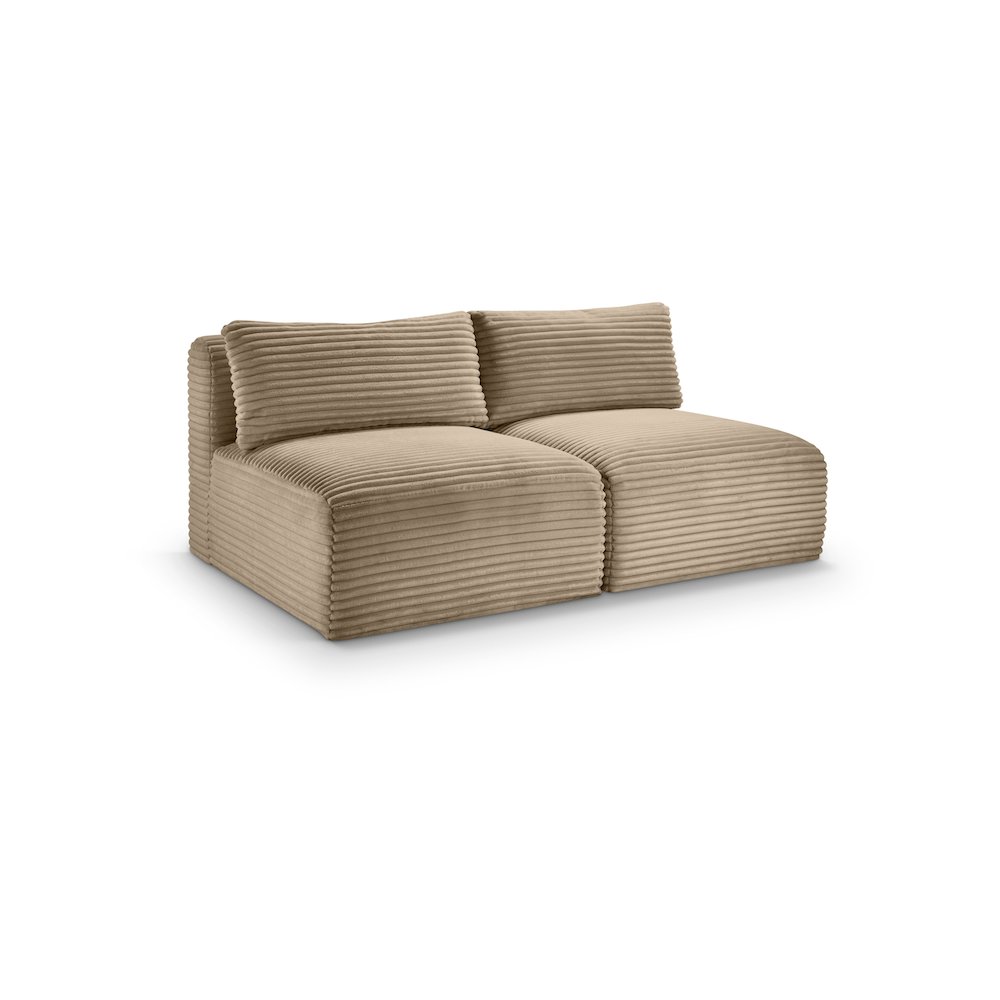 Shaggy Taupe Corduroy Performance Fabric Modular Sofa. Picture 1