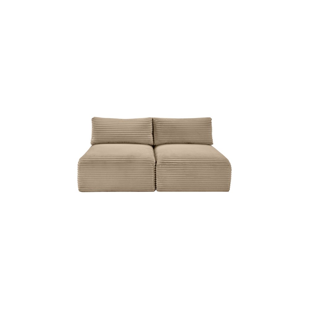 Shaggy Taupe Corduroy Performance Fabric Modular Sofa. Picture 2