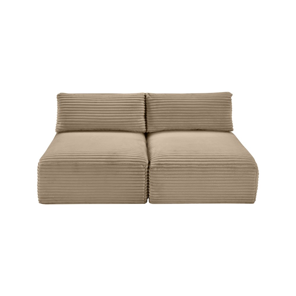 Shaggy Taupe Corduroy Performance Fabric Modular Sofa. Picture 5