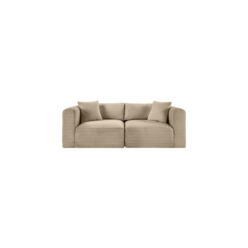 Shaggy Taupe Corduroy Performance Fabric Modular Sofa. Picture 2