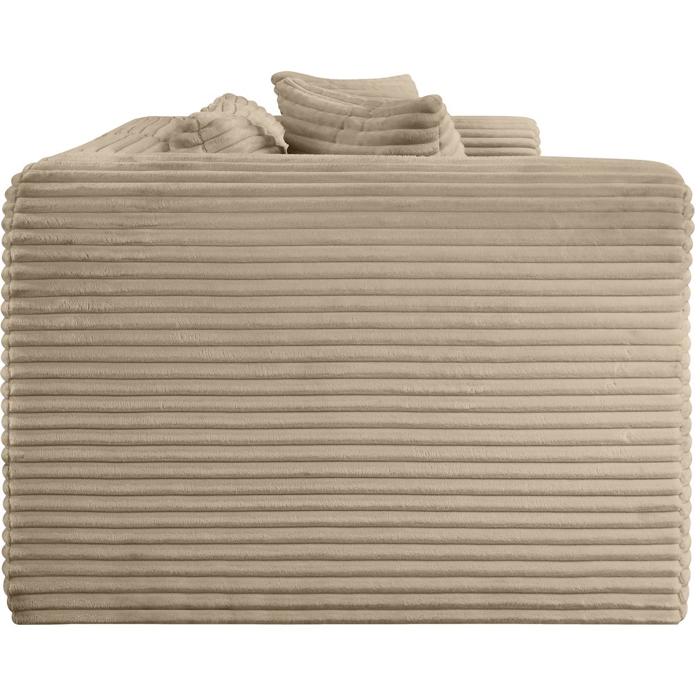 Shaggy Taupe Corduroy Performance Fabric Modular Sofa. Picture 3