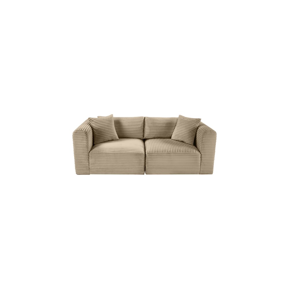 Shaggy Taupe Corduroy Performance Fabric Modular Sofa. Picture 5