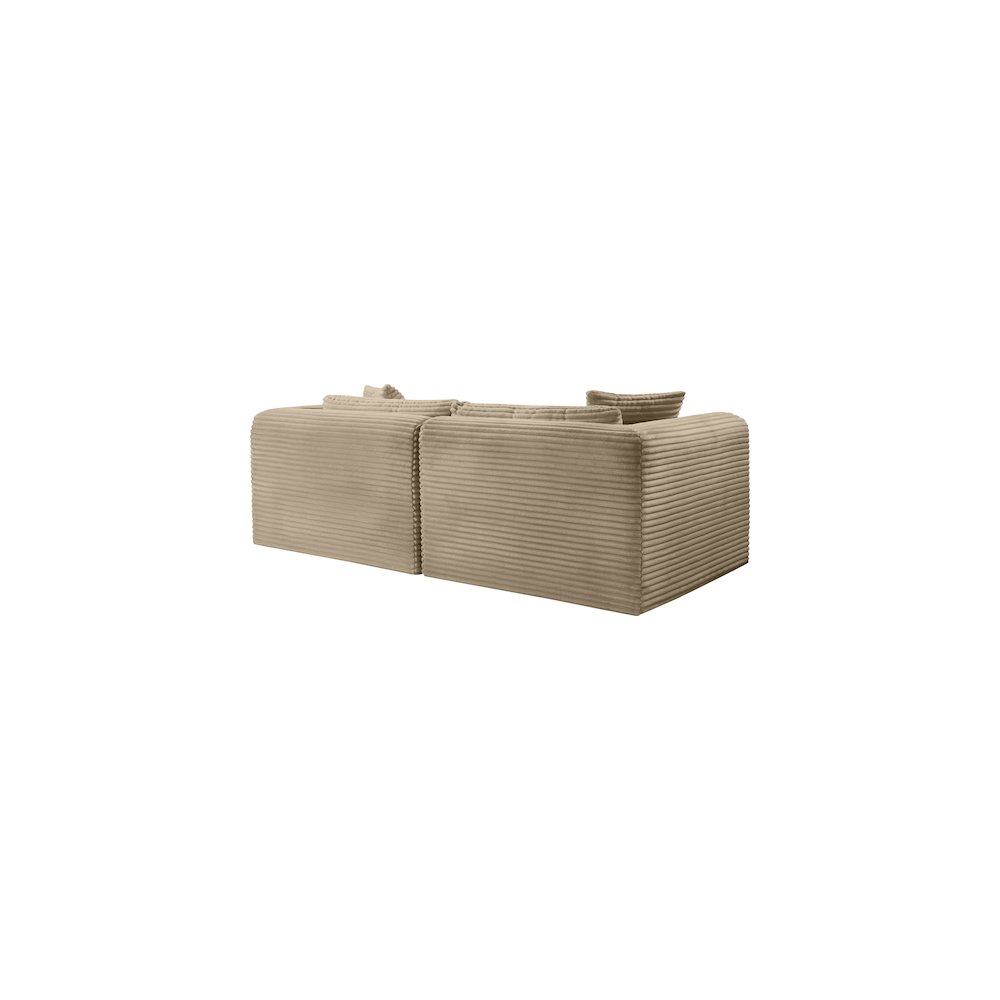 Shaggy Taupe Corduroy Performance Fabric Modular Sofa. Picture 6