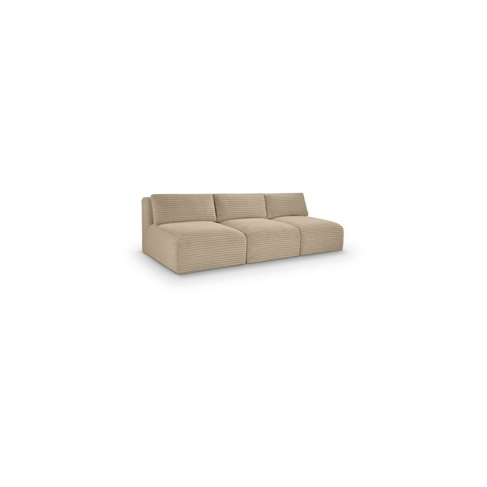 Shaggy Taupe Corduroy Performance Fabric Modular Sofa. Picture 1