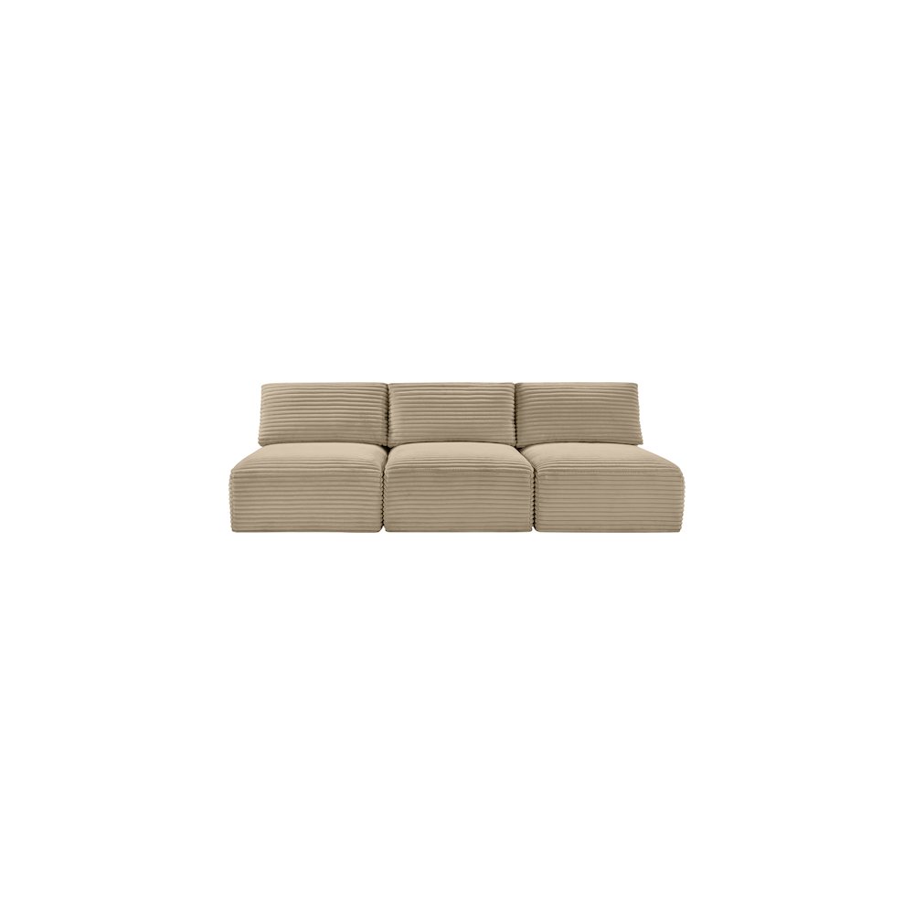 Shaggy Taupe Corduroy Performance Fabric Modular Sofa. Picture 2