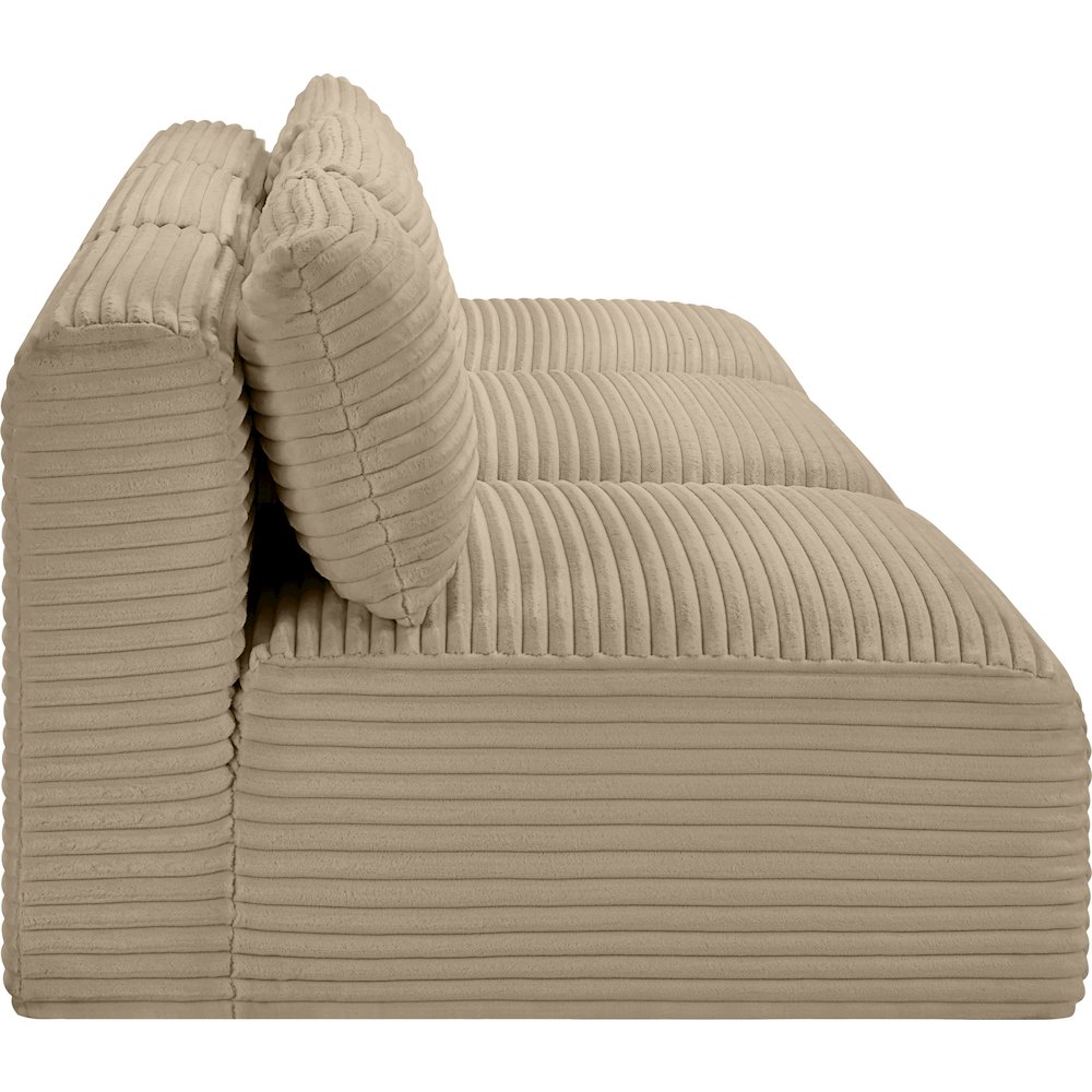 Shaggy Taupe Corduroy Performance Fabric Modular Sofa. Picture 3