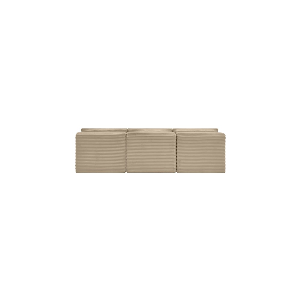 Shaggy Taupe Corduroy Performance Fabric Modular Sofa. Picture 4