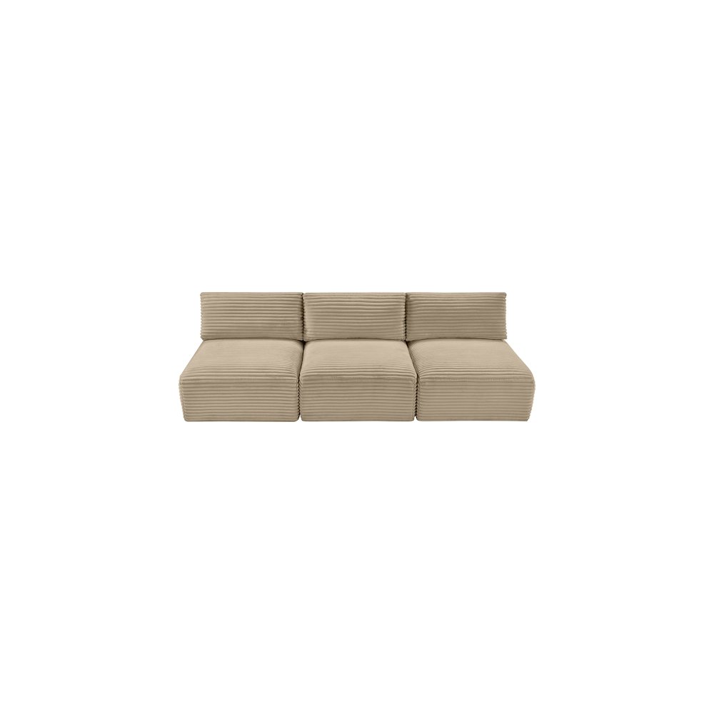 Shaggy Taupe Corduroy Performance Fabric Modular Sofa. Picture 5