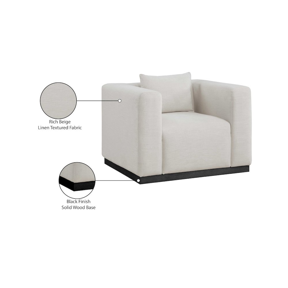 Alfie Beige Linen Textured Fabic Chair. Picture 8