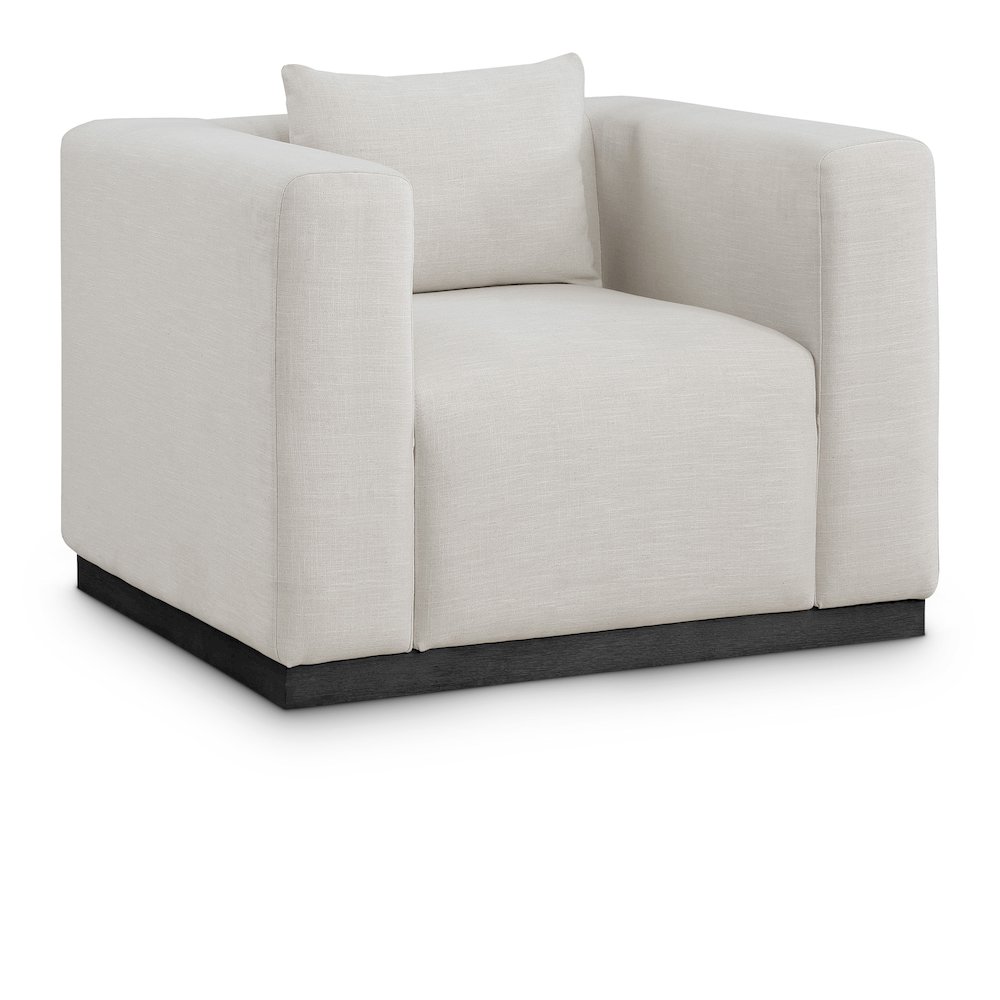 Alfie Beige Linen Textured Fabic Chair. Picture 1