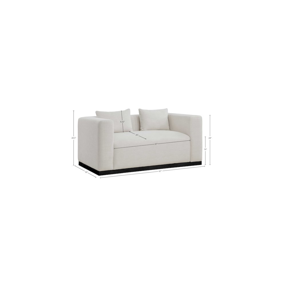 Alfie Beige Linen Textured Fabic Loveseat. Picture 7