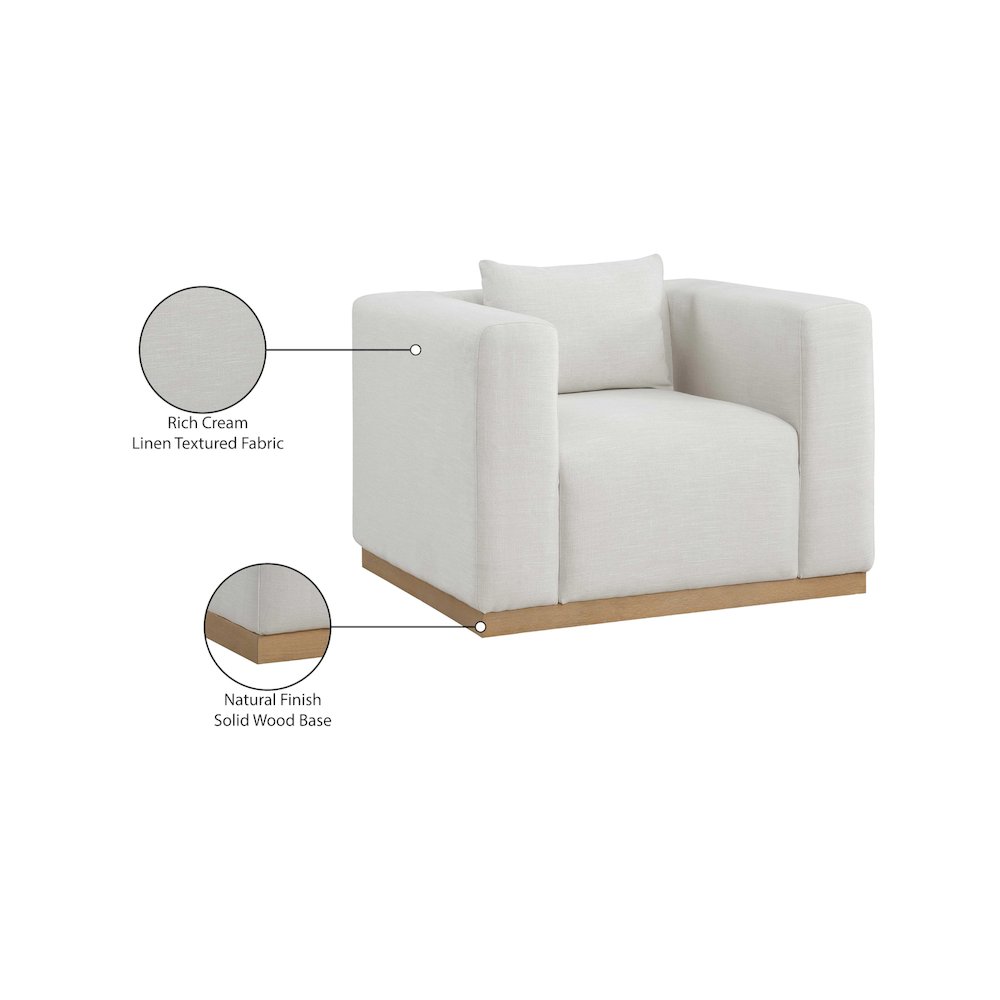 Alfie Cream Linen Textured Fabic Chair. Picture 8