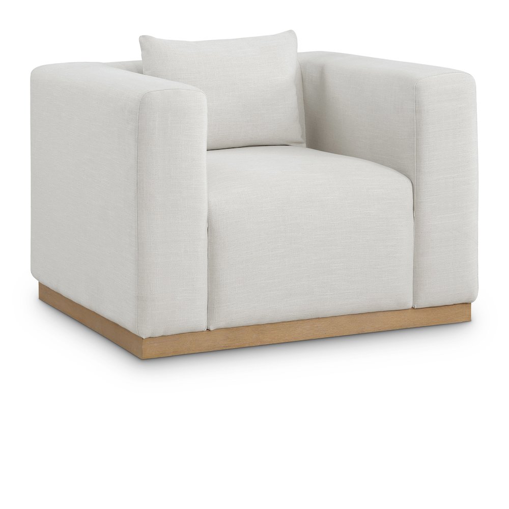 Alfie Cream Linen Textured Fabic Chair. Picture 1
