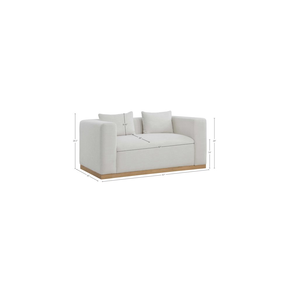 Alfie Cream Linen Textured Fabic Loveseat. Picture 7