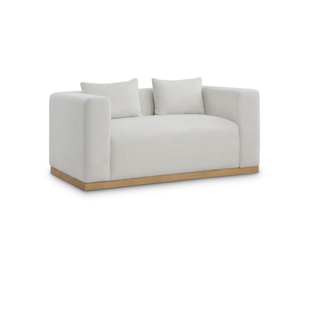 Alfie Cream Linen Textured Fabic Loveseat. Picture 1