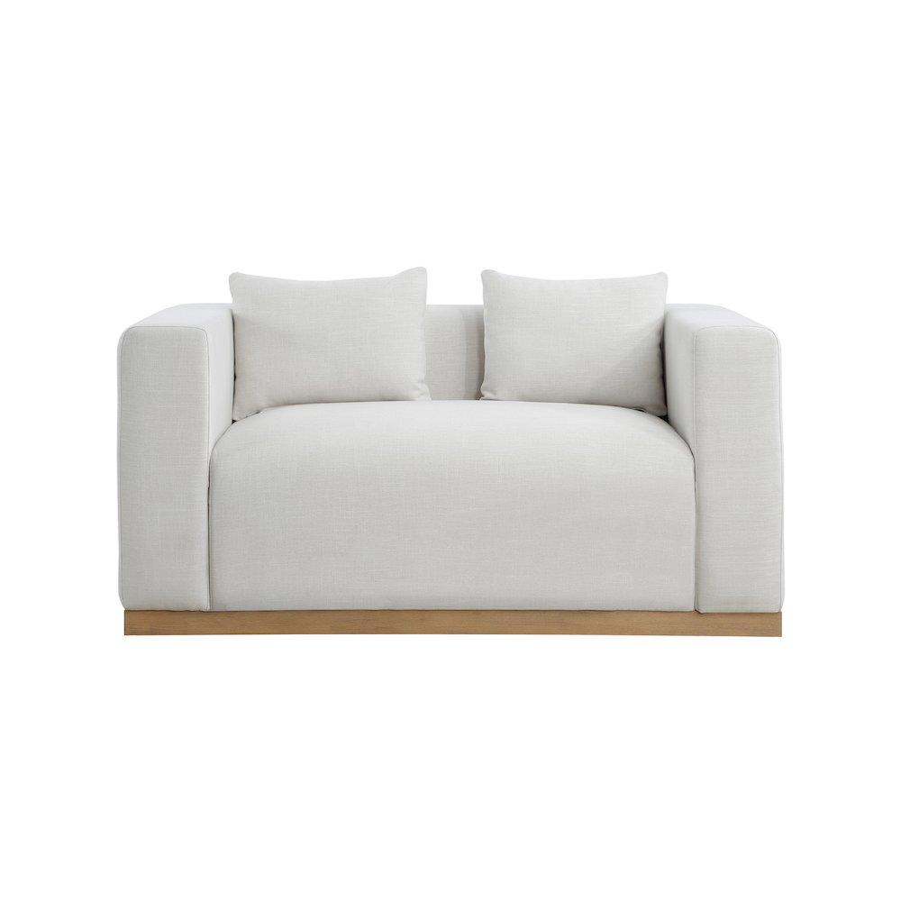 Alfie Cream Linen Textured Fabic Loveseat. Picture 3