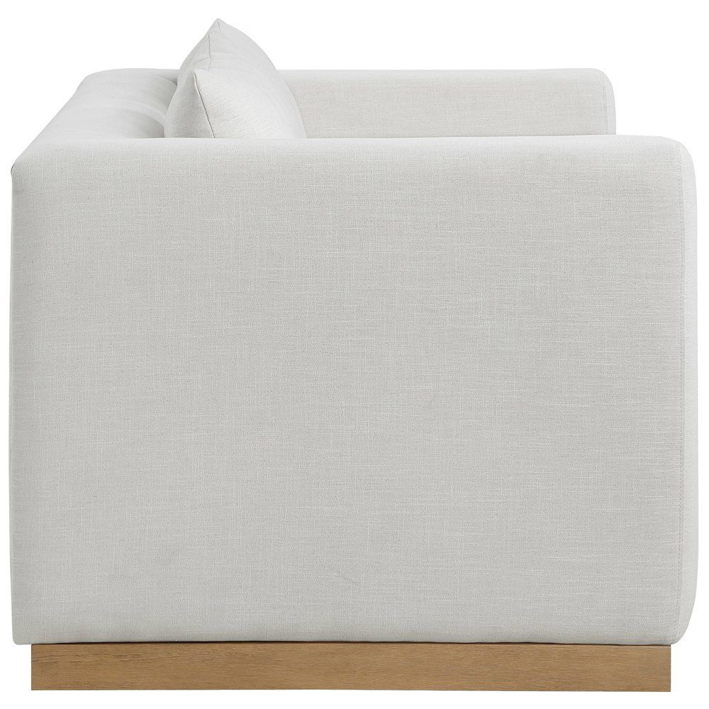 Alfie Cream Linen Textured Fabic Loveseat. Picture 4
