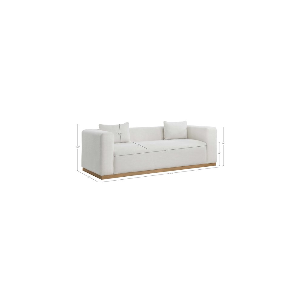 Alfie Cream Linen Textured Fabic Sofa. Picture 7