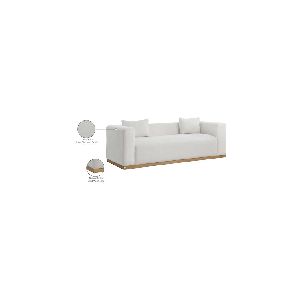 Alfie Cream Linen Textured Fabic Sofa. Picture 8