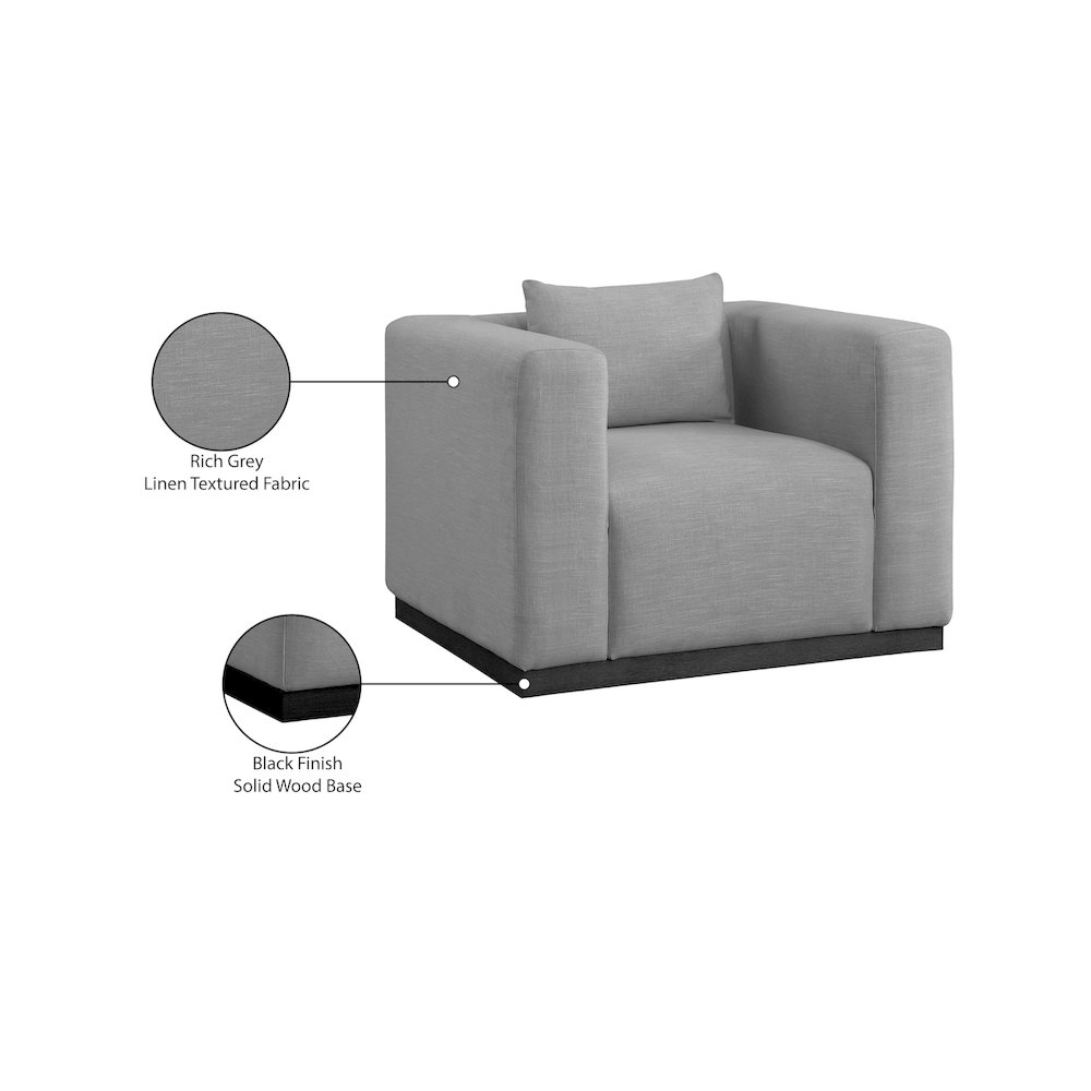 Alfie Grey Linen Textured Fabic Chair. Picture 8