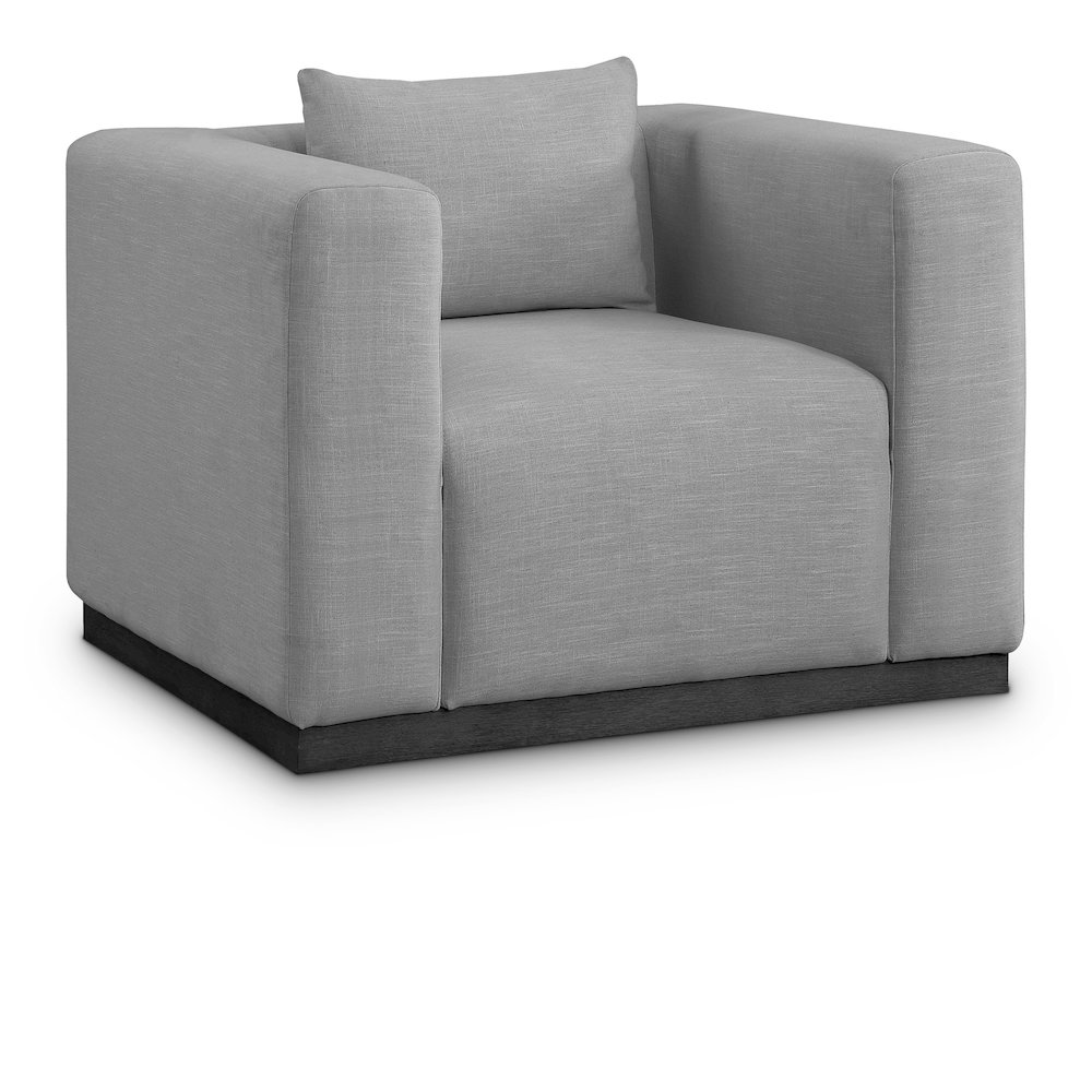 Alfie Grey Linen Textured Fabic Chair. Picture 1