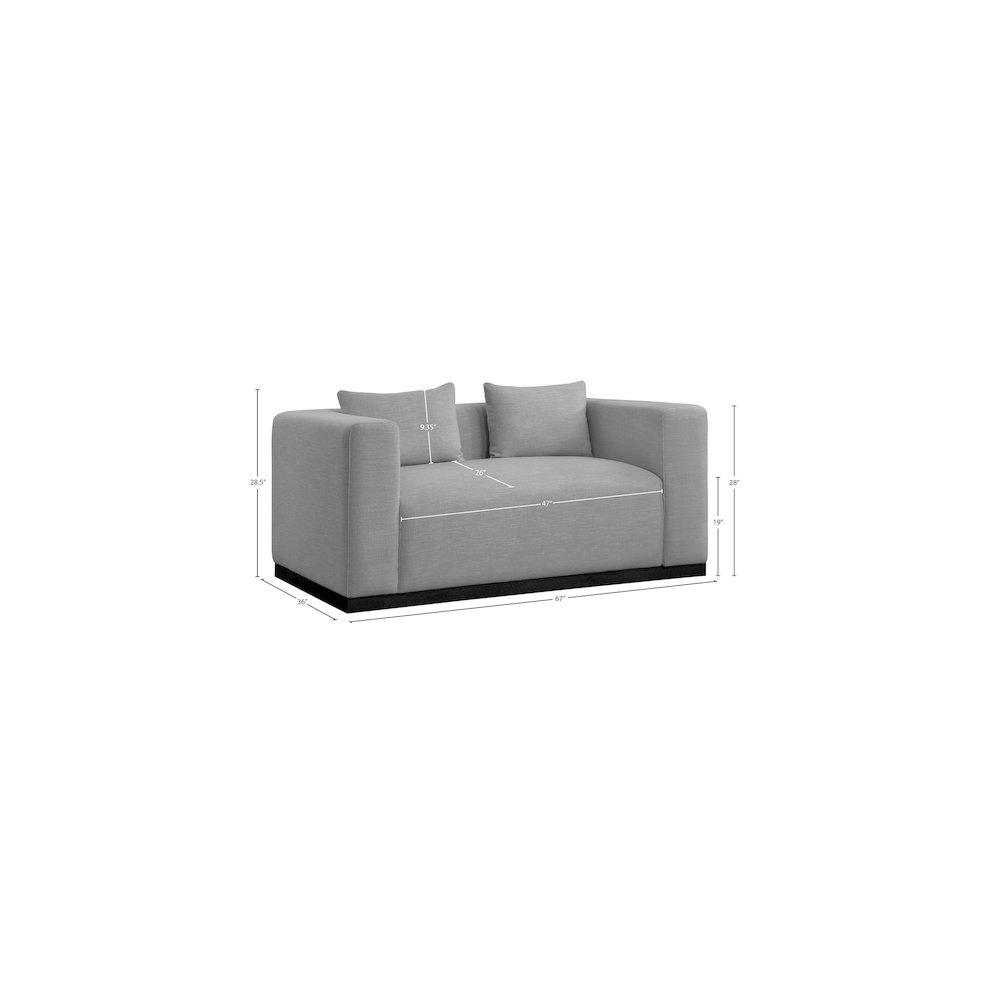Alfie Grey Linen Textured Fabic Loveseat. Picture 7