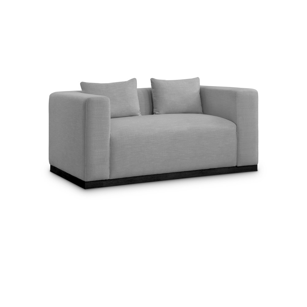 Alfie Grey Linen Textured Fabic Loveseat. Picture 1