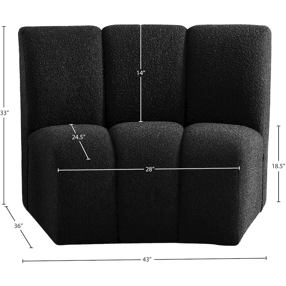 Infinity Black Boucle Fabric Modular Chair. Picture 6