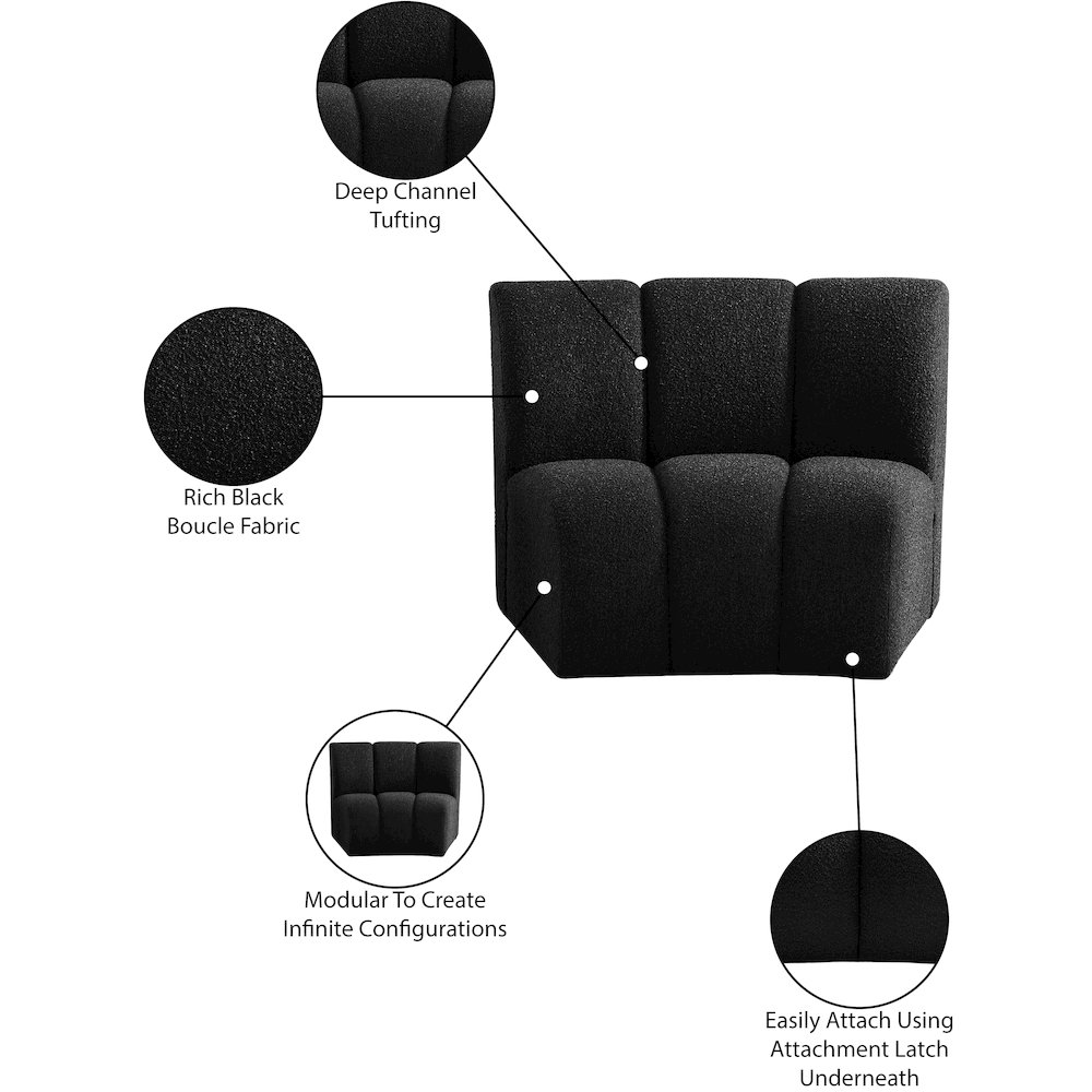 Infinity Black Boucle Fabric Modular Chair. Picture 7