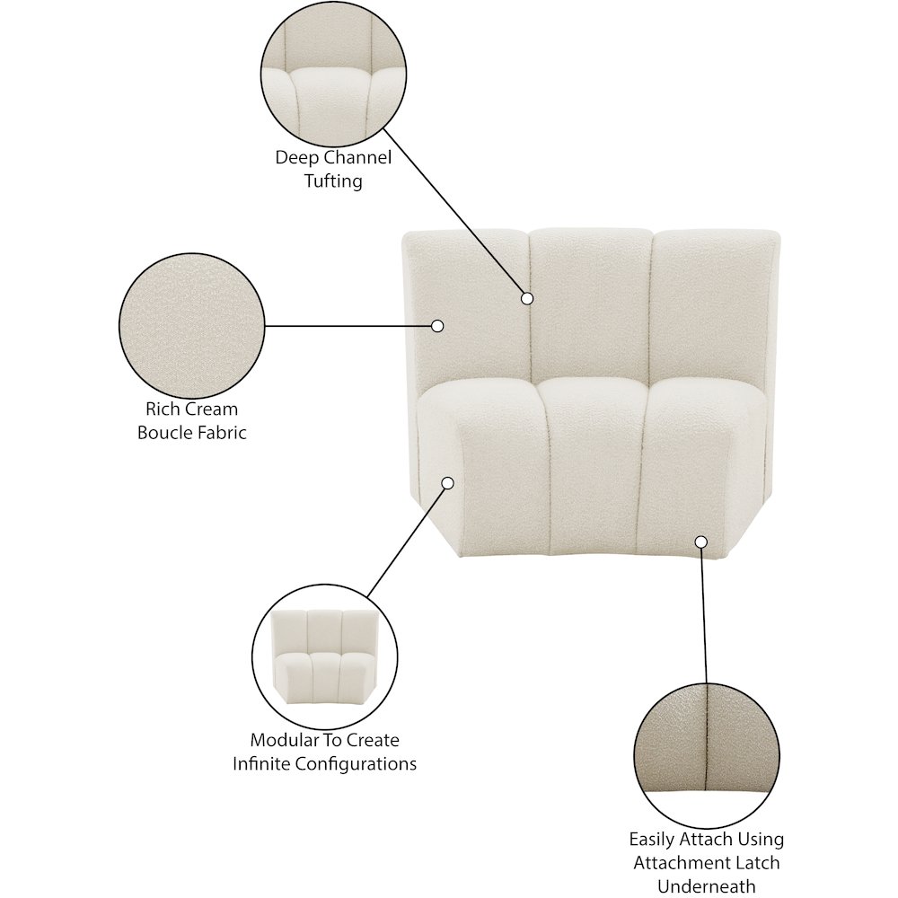 Infinity Cream Boucle Fabric Modular Chair. Picture 7
