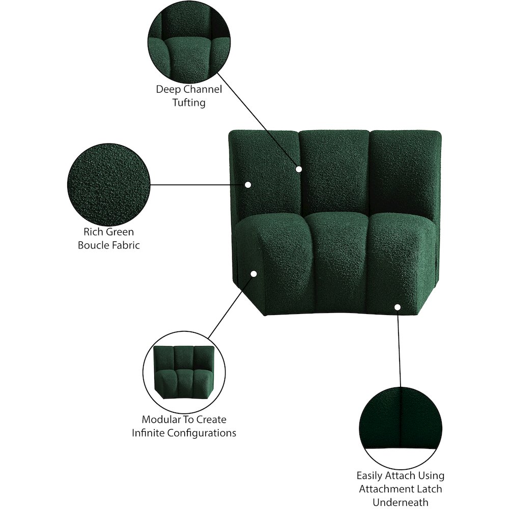 Infinity Green Boucle Fabric Modular Chair. Picture 7