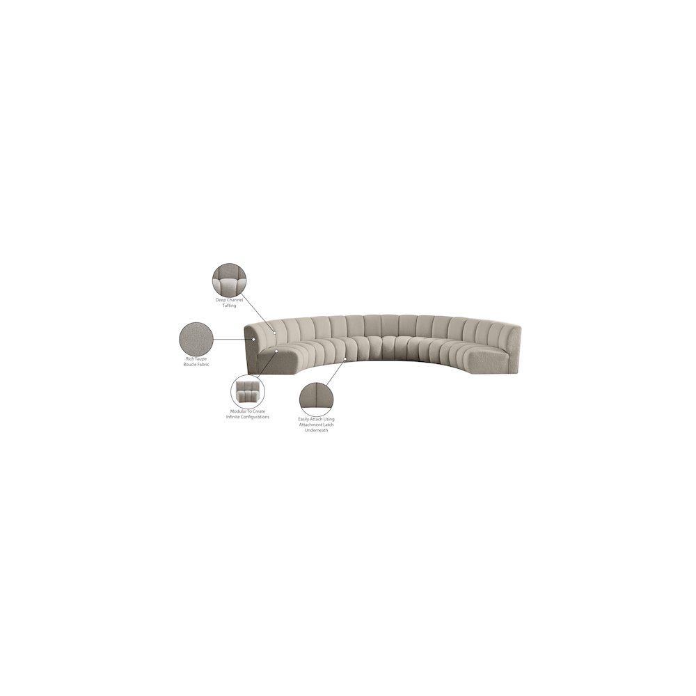 Infinity Brown Boucle Fabric 6pc. Modular Sectional. Picture 11