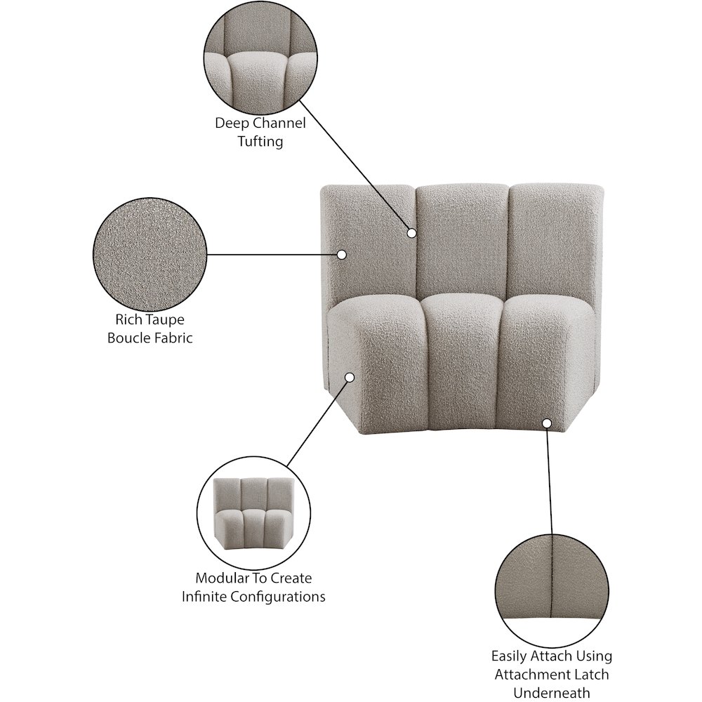 Infinity Brown Boucle Fabric Modular Chair. Picture 7