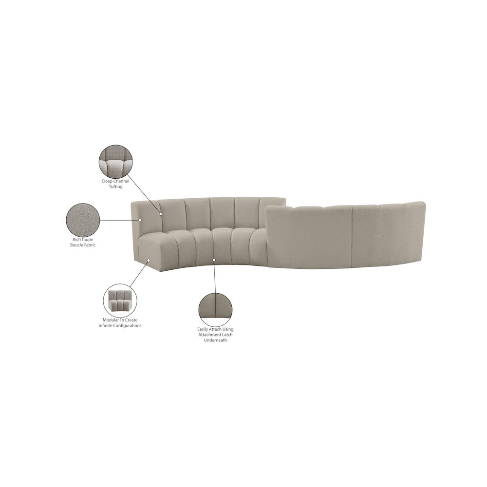 Infinity Brown Boucle Fabric 4pc. Modular Sectional. Picture 13